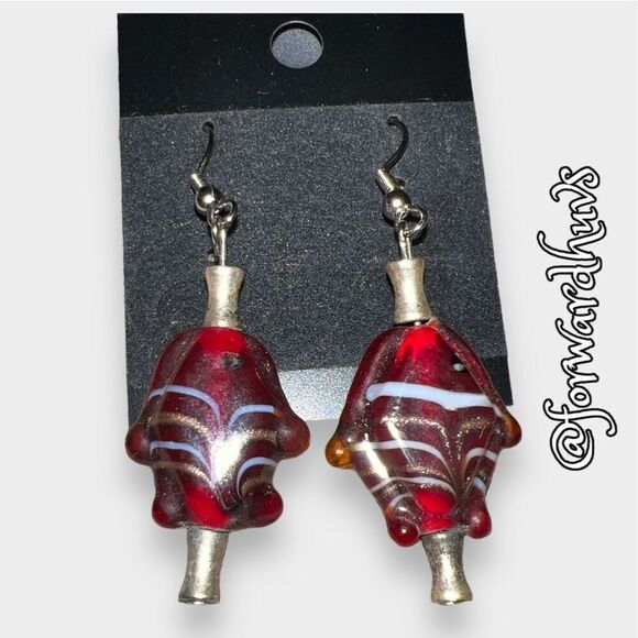 Two Pair of Artisan Hand Crafted Glass Fish Earrings – Red and Yellow - Picture 10 of 14